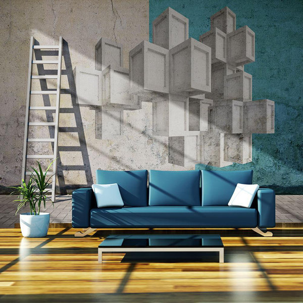 Corrigan Studio® Justhin Concrete Blocks Smooth Wall Mural Wayfair